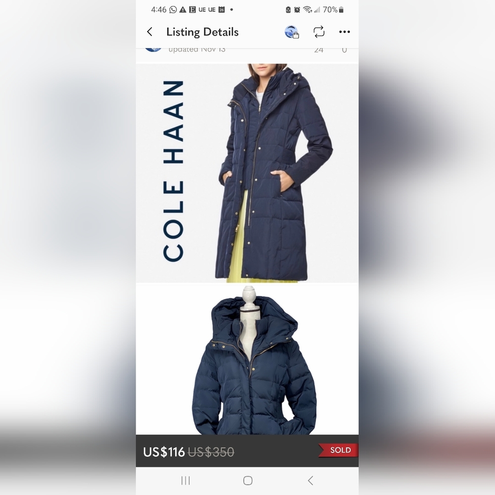 Cole Haan down jacket